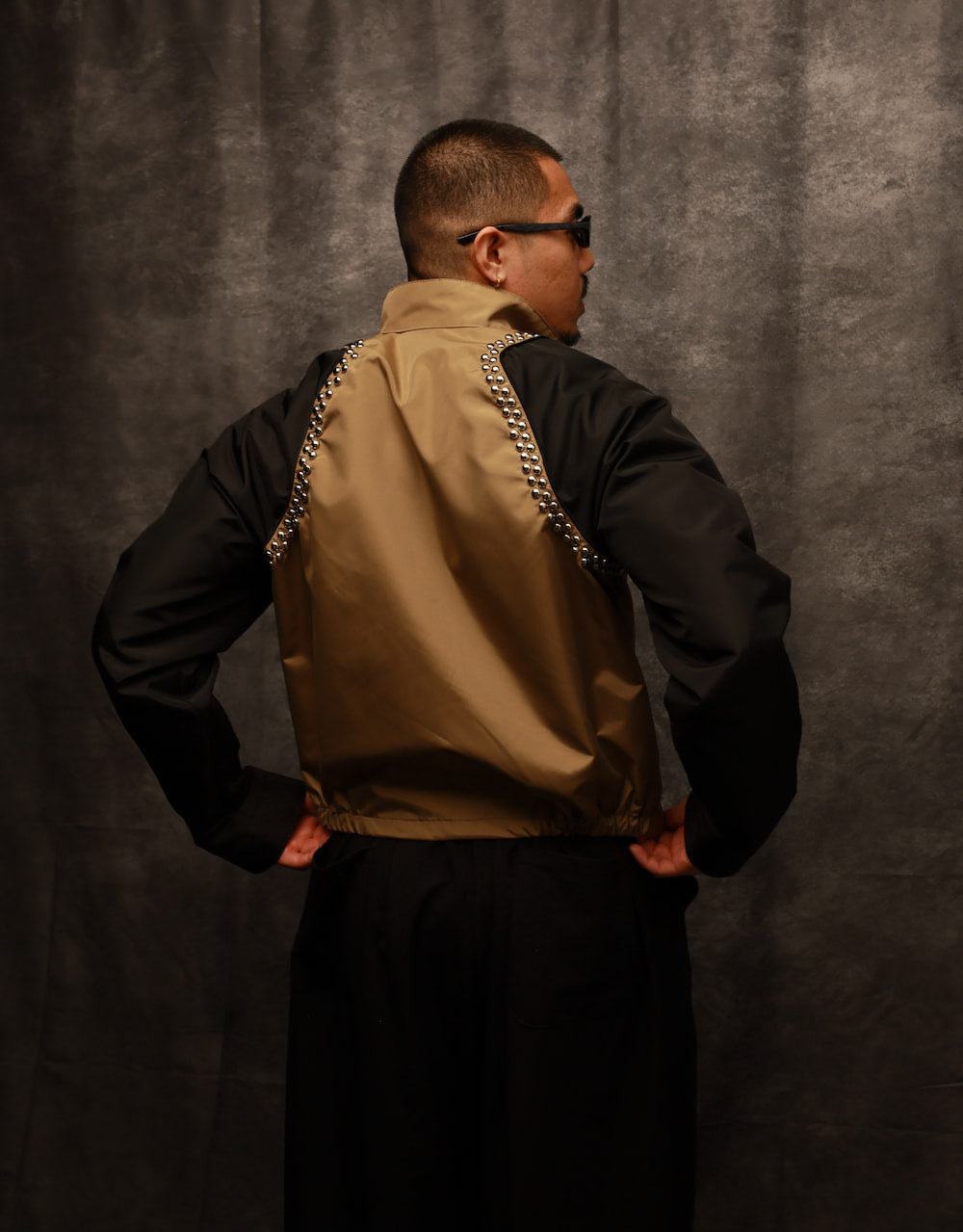 the JACKET in Black and Beige, Beaded