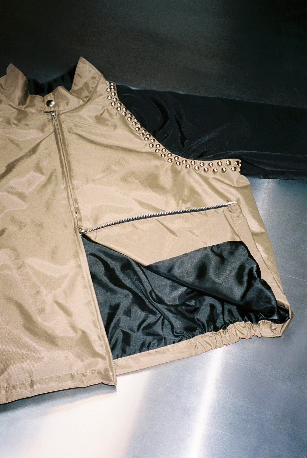 the JACKET in Black and Beige, Beaded