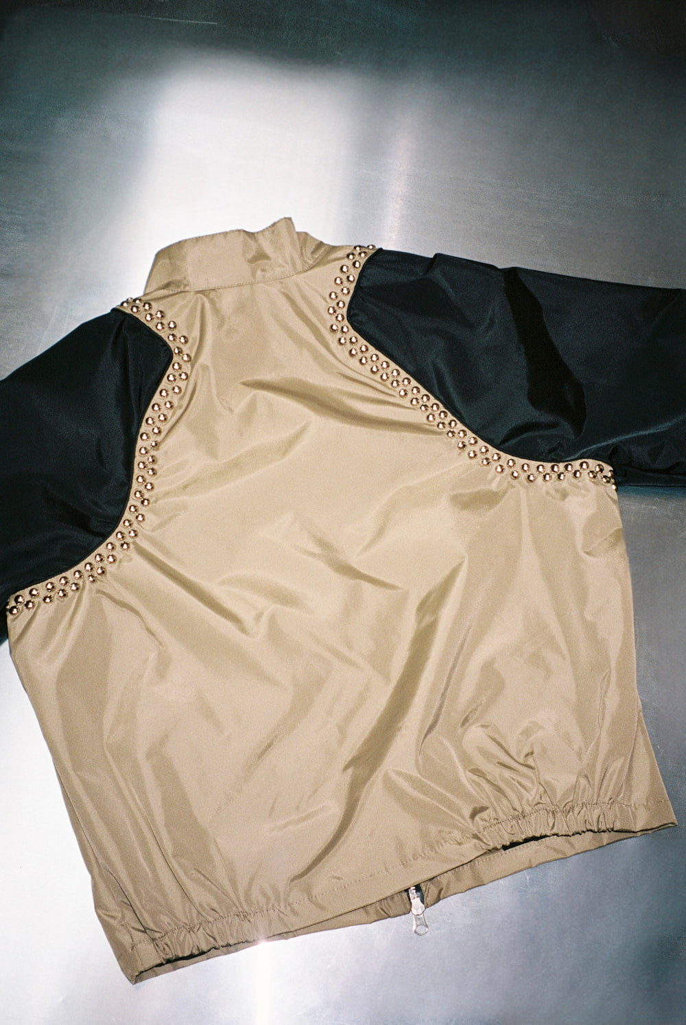 the JACKET in Black and Beige, Beaded