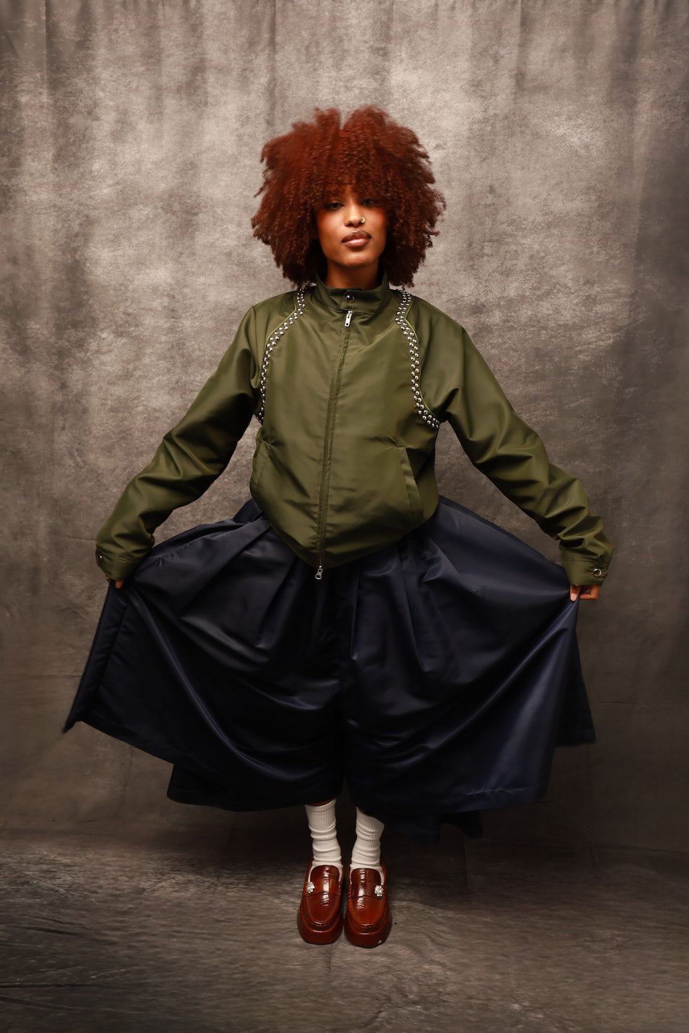 the JACKET in Olive Green, Beaded