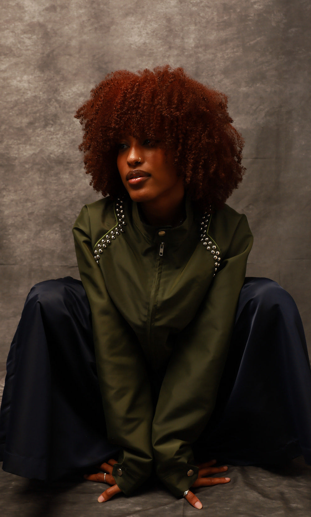 the JACKET in Olive Green, Beaded
