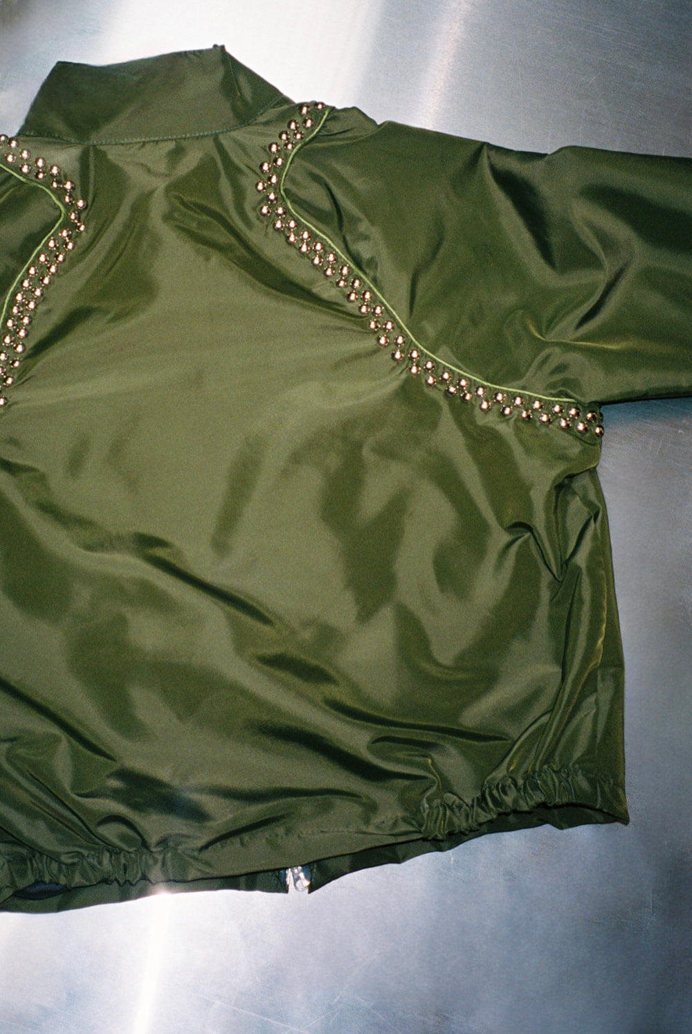 the JACKET in Olive Green, Beaded